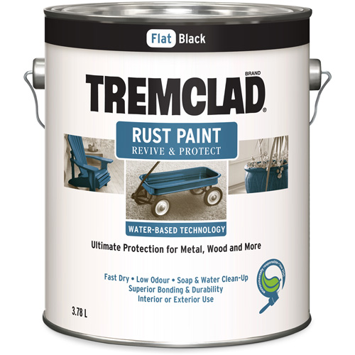 Peinture antirouille &agrave; base d'eau Tremclad, 3,78 L, Gallon, Noir O-Max