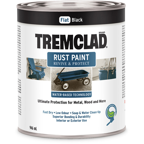 Peinture antirouille &agrave; base d'eau Tremclad, 946 ml, Canette, Noir O-Max