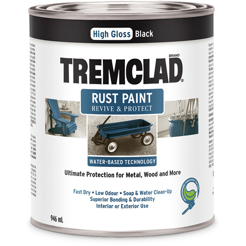 Peinture antirouille &agrave; base d'eau Tremclad, 946 ml, Canette, Noir O-Max