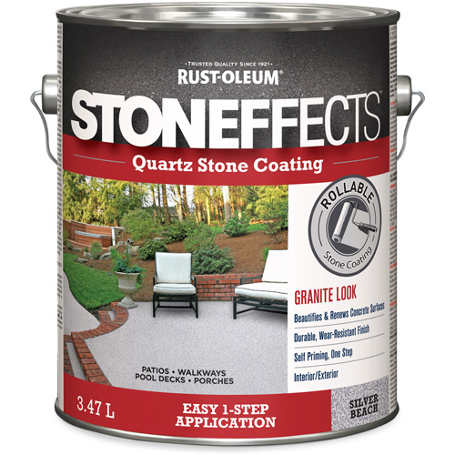 Stoneffects Quartz Stone Coating, 3.78 L, Water-Based, Textured, Grey O-Max
