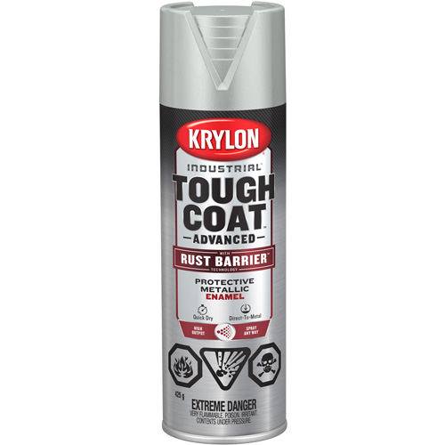 Peinture Tough Coat avec technologie Rust Barrier, Aluminium, M&eacute;tallique, 425 g, Canette a&eacute;rosol O-Max