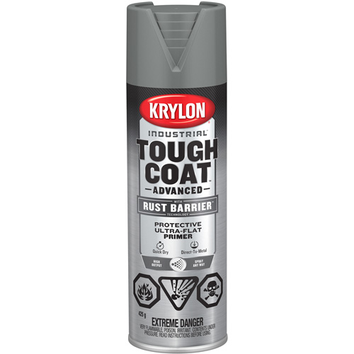 Peinture Tough Coat avec technologie Rust Barrier, Appr&ecirc;t gris, Ultra-mat, 425 g, Canette a&eacute;rosol O-Max
