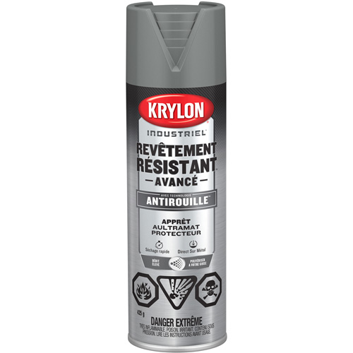 Peinture Tough Coat avec technologie Rust Barrier, Appr&ecirc;t gris, Ultra-mat, 425 g, Canette a&eacute;rosol O-Max