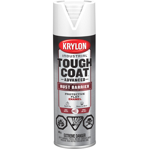 Peinture Tough Coat avec technologie Rust Barrier, Blanc, Fini mat profond, 425 g, Canette a&eacute;rosol O-Max