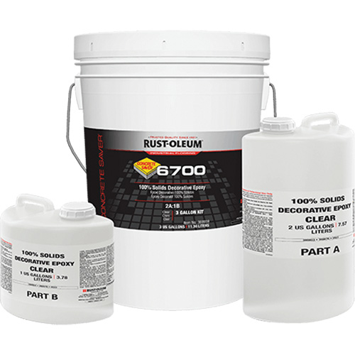 6700 100% Solids Decorative Epoxy, 3 gal., Epoxy-Based, High-Gloss, Clear O-Max