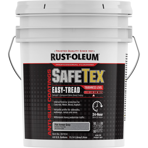 Rev&ecirc;tement d'acrylique SafeTex Easy-Tread, 4 gal., &agrave; l'eau, Fini mat profond/Textur&eacute;, Gris O-Max