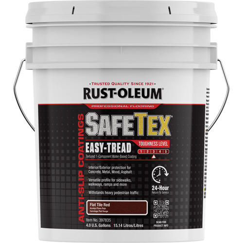 SafeTex&reg; Easy-Tread Acrylic Coating, 4 gal., Water-Based, Flat Finish/Textured, Red O-Max