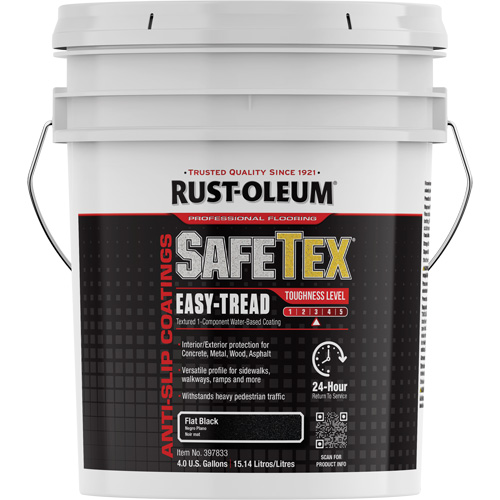 SafeTex&reg; Easy-Tread Acrylic Coating, 4 gal., Water-Based, Flat Finish/Textured, Black O-Max