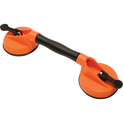 Manually Operated Hand Vacuum Cups - Double Handcup-Swivel, 50 lbs. Capacity, 4-5/8", Lever, 13" Handle Length O-Max