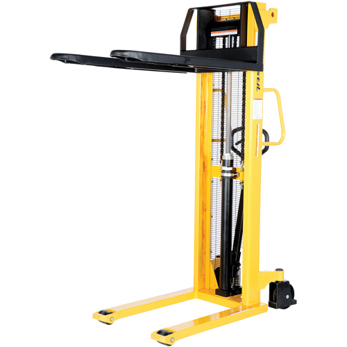 Manual Hydraulic Stacker, Hand Pump Operated, 2000 lbs. Capacity, 63" Max Lift O-Max