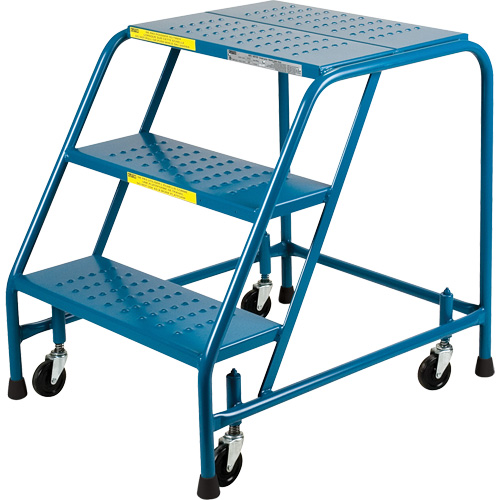 Escabeau roulant certifi&eacute; par la CSA, 3 marches, Largeur de la marche 22", Hauteur de la plateforme 28", Acier O-Max