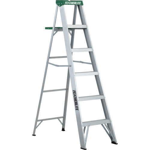Commercial Duty Stepladders (2400 Series), 6', Aluminum, 225 lbs. Capacity, Type 2 O-Max
