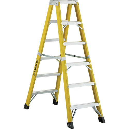 6600 Series Industrial Heavy-Duty 2-Way Stepladders, Fibreglass, 300 lbs. Capacity, 6' O-Max