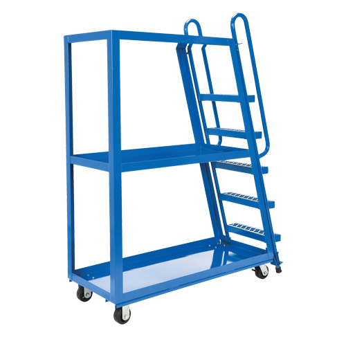 Chariot &agrave; cueillette, Acier, 21-7/8" la x 56-1/8" p, 3 tablettes, Capacit&eacute; 1000 lb O-Max