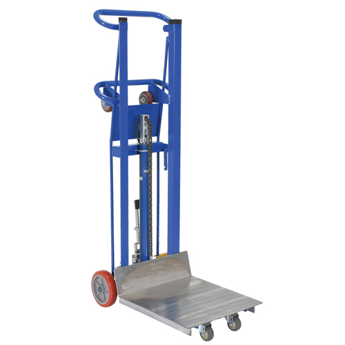 Gerbeur &agrave; plateforme hydraulique, M&eacute;canisme Pompe au pied, Capacit&eacute; de 750 lb, Levage max de 52" O-Max