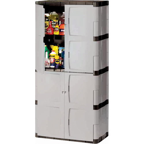Armoire robuste, Plastique, 3 Tablettes, 72" h x 36" la x 18" P, Mica et charbon O-Max