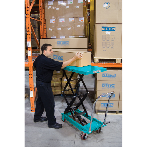 Heavy-Duty Hydraulic Scissor Lift Table, 27-1/2" L x 17-3/4" W, Steel, 330 lbs. Capacity O-Max