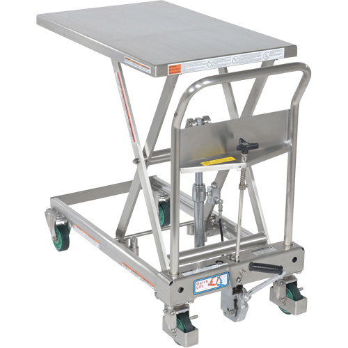 Hydraulic Scissor Lift Table, 31-1/2" L x 19-1/2" W, Stainless Steel, 550 lbs. Capacity O-Max