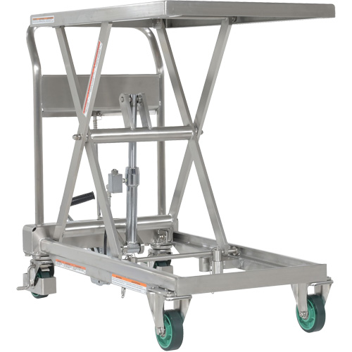 Hydraulic Scissor Lift Table, 31-1/2" L x 19-1/2" W, Stainless Steel, 550 lbs. Capacity O-Max