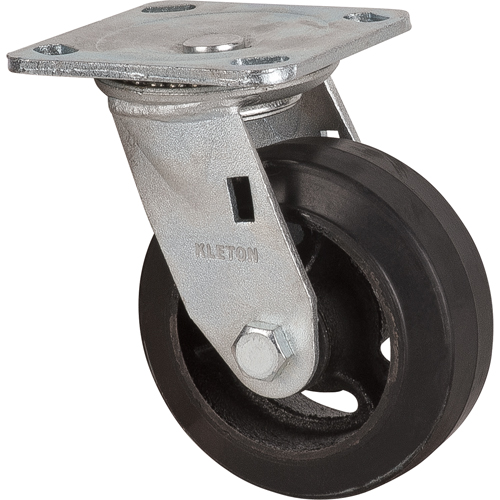 Roulette moul&eacute;, Pivotant, 5" (127 mm), Caoutchouc, 440 lb (199 kg) O-Max