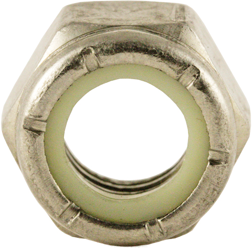 Nylon Lock Nut, 3/8" Dia., Stainless Steel, Coarse O-Max