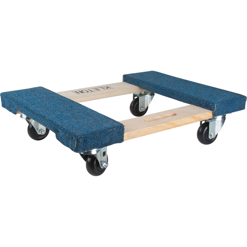 Carpeted Ends Hardwood Dolly, Wood Frame, 18" W x 24" L, 900 lbs. Capacity O-Max