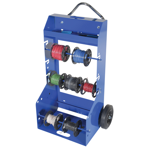 Chariot portatif pour mat&eacute;riaux bobin&eacute;s, Acier, 4 Montants, 29" la x 47-5/16" h x 21-7/8" p, Capacit&eacute; de 300 lb O-Max