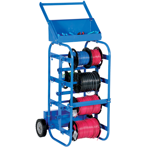 Chariot portatif pour mat&eacute;riaux bobin&eacute;s, Acier, 11 Montants, 19-1/2" la x 43-1/4" h x 17-1/2" p, Capacit&eacute; de 150 lb O-Max