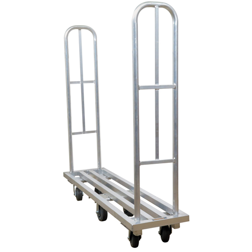 Aluminum U-Boat Platform Truck, 16" W x 63" L, 1322 lbs. Cap., Polyurethane Wheels O-Max