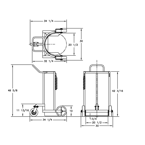 Grand chariot LCC pour bouteille de gaz liquide, Roues Polyur&eacute;thane, Base de 20" la x 20" p, 1000 lb O-Max