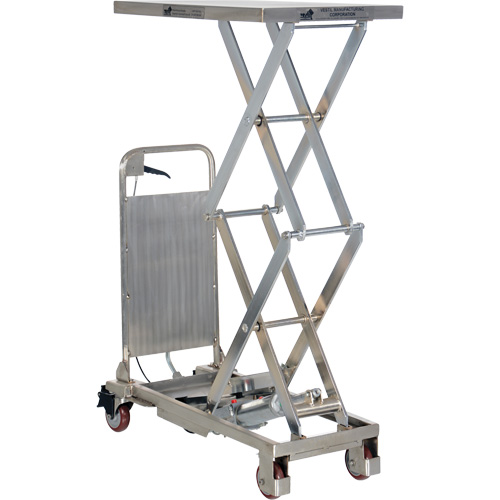 Manual Hydraulic Scissor Lift Table, 27-1/2" L x 17-3/4" W, Partial Stainless Steel, 220 lbs. Capacity O-Max