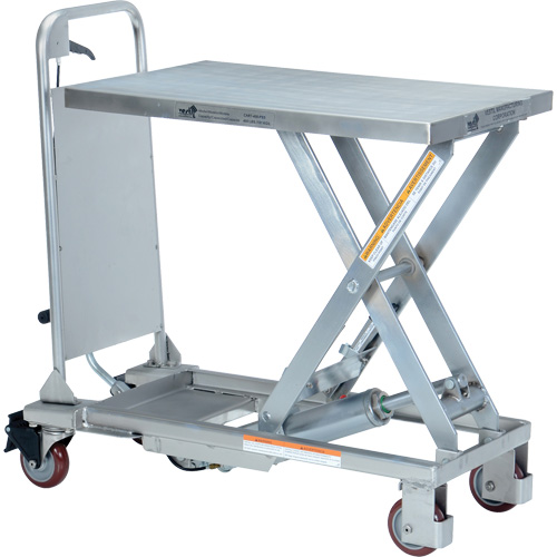 Manual Hydraulic Scissor Lift Table, 27-1/2" L x 17-5/8" W, Partial Stainless Steel, 400 lbs. Capacity O-Max