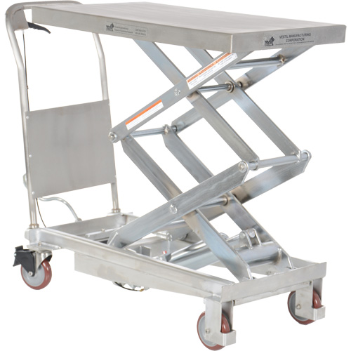 Manual Hydraulic Scissor Lift Table, 35-1/2" L x 20" W, Partial Stainless Steel, 800 lbs. Capacity O-Max