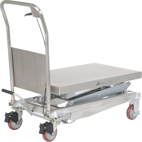 Manual Hydraulic Scissor Lift Table, 35-1/2" L x 20" W, Partial Stainless Steel, 800 lbs. Capacity O-Max