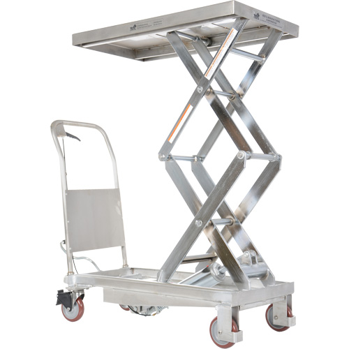Manual Hydraulic Scissor Lift Table, 35-1/2" L x 20" W, Partial Stainless Steel, 800 lbs. Capacity O-Max