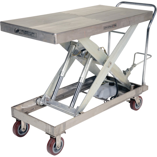 Manual Hydraulic Scissor Lift Table, 47" L x 24" W, Partial Stainless Steel, 2000 lbs. Capacity O-Max