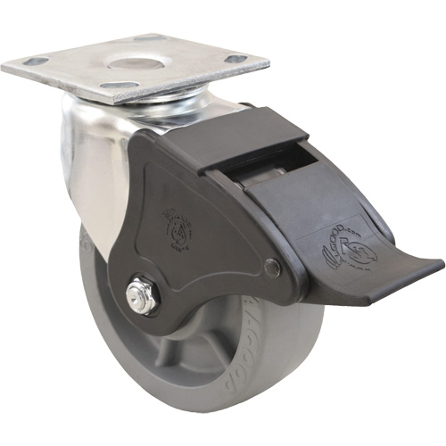 Emaxx Caster, Swivel with Brake, 4" (101.6 mm), Envirothane, 1000 lbs. (453.6 kg.) O-Max