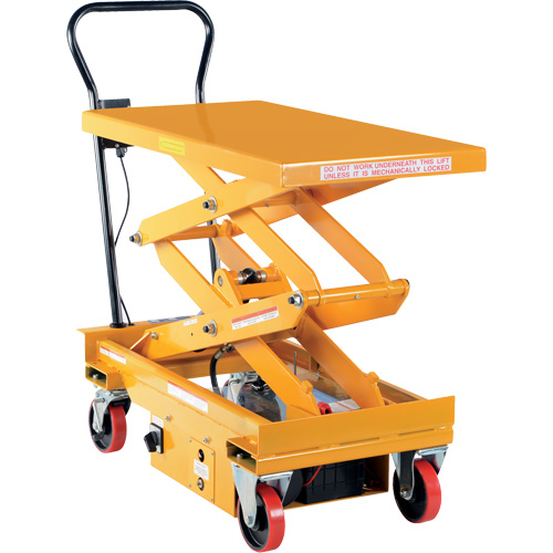 DC Powered Hydraulic Scissor Lift Elevating Cart, Steel, 39-3/4" L x 20-1/2" W, 1000 lbs. Capacity O-Max