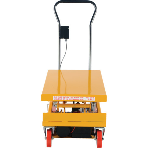 DC Powered Hydraulic Scissor Lift Elevating Cart, Steel, 39-3/4" L x 20-1/2" W, 1000 lbs. Capacity O-Max