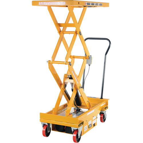 DC Powered Hydraulic Scissor Lift Elevating Cart, Steel, 39-3/4" L x 20-1/2" W, 1000 lbs. Capacity O-Max