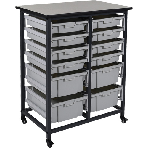 Rangement mobile pour bacs, &agrave; un c&ocirc;t&eacute;, 12 bacs, 30-3/4" la x 20" p x 37-1/2" h O-Max