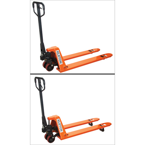 Low Profile Hydraulic Pallet Trucks, 48" L x 20.5" W, 3300 lbs. Cap. O-Max