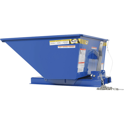 Low Profile D-Style Self Dumping Hopper, Steel, 1/4 cu.yd., Blue O-Max