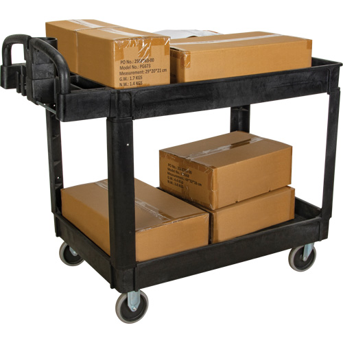 Utility Cart, 2 Tiers, 25-5/8" x 33-1/2" x 43-3/4", 550 lbs. Capacity O-Max