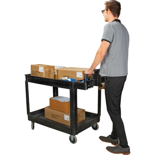 Utility Cart, 2 Tiers, 25-5/8" x 33-1/2" x 43-3/4", 550 lbs. Capacity O-Max