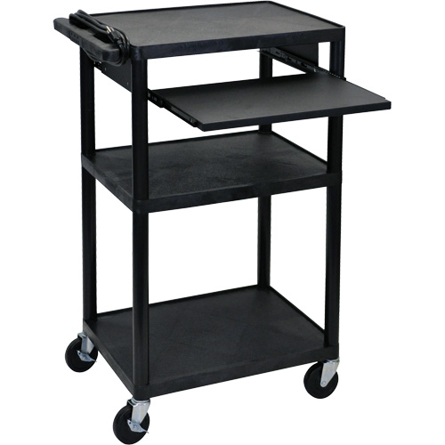 Chariot utilitaire &eacute;lectrique, 3 tiers, 24" x 42" x 18", Capacit&eacute; 300 lb O-Max