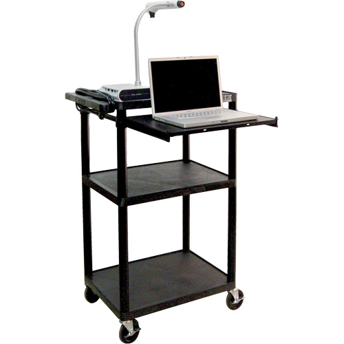 Chariot utilitaire &eacute;lectrique, 3 tiers, 24" x 42" x 18", Capacit&eacute; 300 lb O-Max