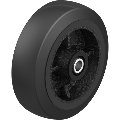 Roue en caoutchouc noir sur noyau en fonte noir, 12" (304,8 mm) dia. x 2-1/2" (64 mm) la, Capacit&eacute; de 396,8 lb (180 kg) O-Max