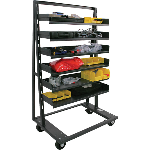 Single-Sided Heavy Duty A-Frame Cart with 6 Trays, 38" x 25" x 63", 2500 lbs. Capacity O-Max