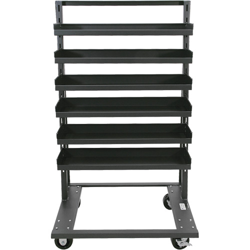 Chariot &agrave; cadre en A robuste &agrave; un c&ocirc;t&eacute; avec 6 plateaux &agrave; rebords, 38" x 25" x 63", Capacit&eacute; 2500 lb O-Max